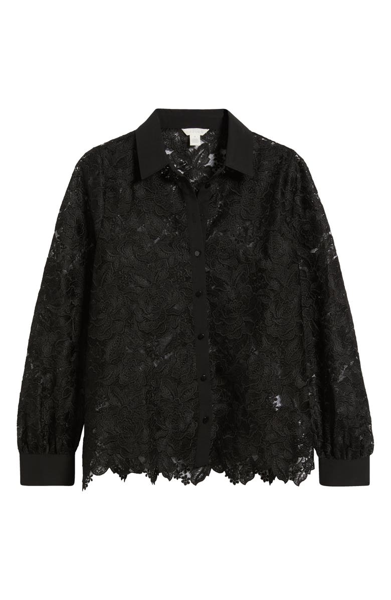 Caslon<sup>®</sup> Long Sleeve Lace Button Up Shirt, Alternate, color, Black