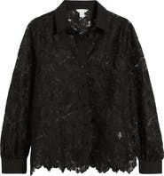 Caslon® Long Sleeve Lace Button Up Shirt