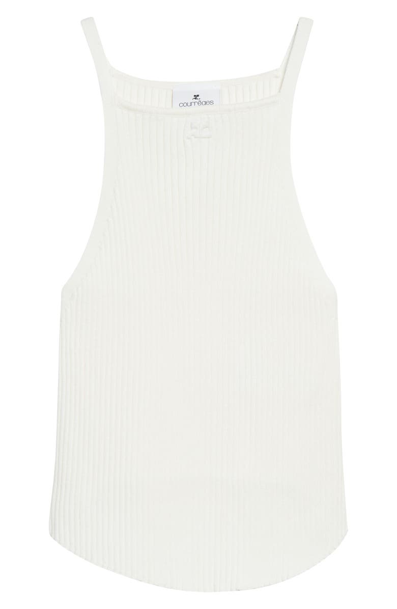 Courrèges Circle Rib Sleeveless Top, Alternate, color, Heritage White