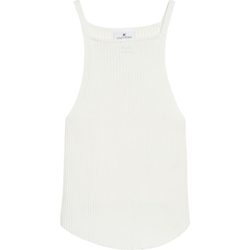 Courrèges Courreges "ribbed Knit Tank Top With Pointed Hem In White