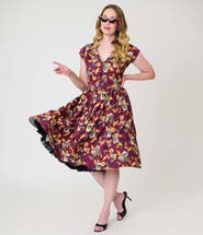 Unique Vintage Cafe Swing Dress