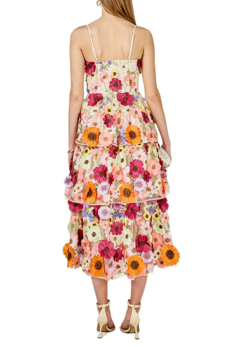 Embroidered Floral Tiered Dress, Alternate, color, BEIGE
