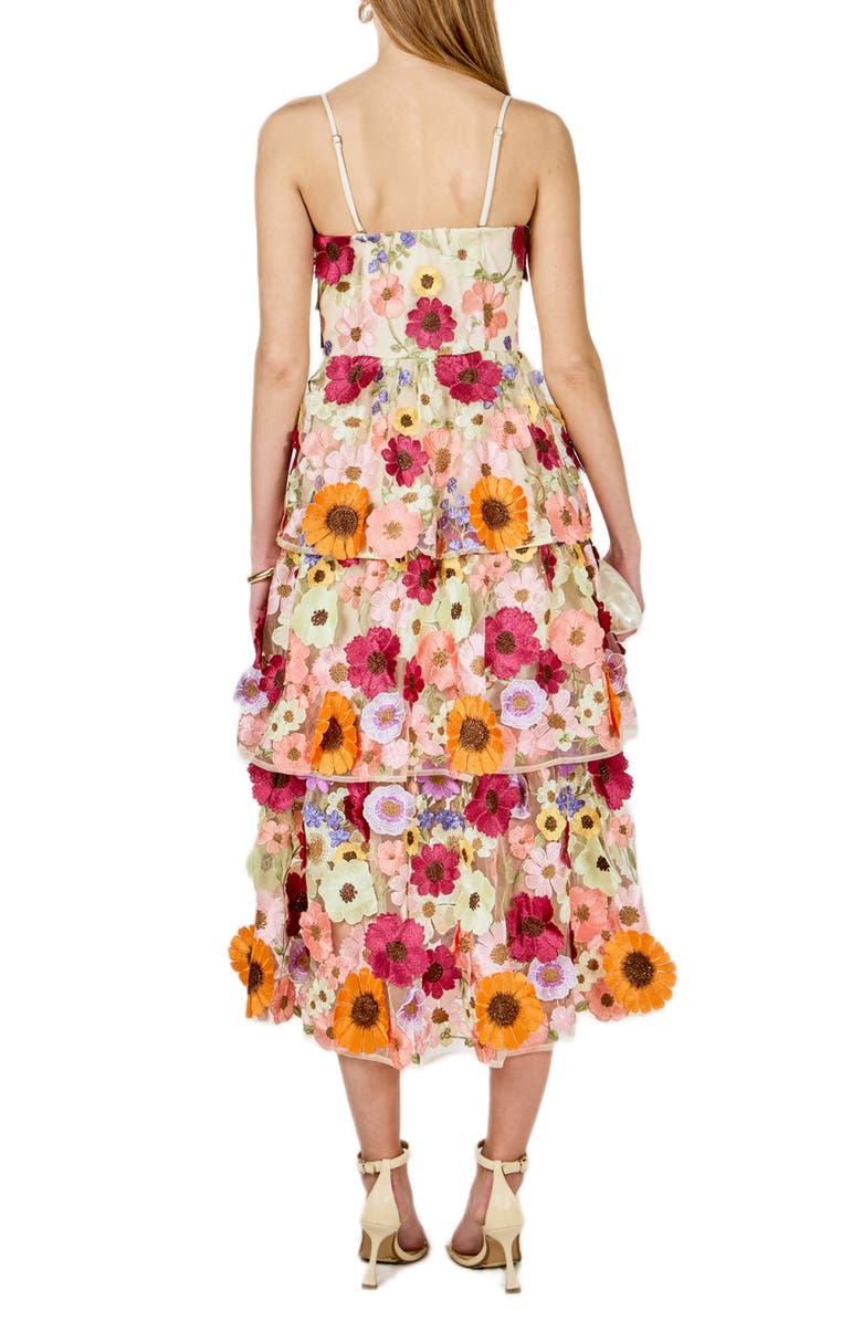 Endless Rose Embroidered Floral Tiered Dress, Alternate, color, Beige