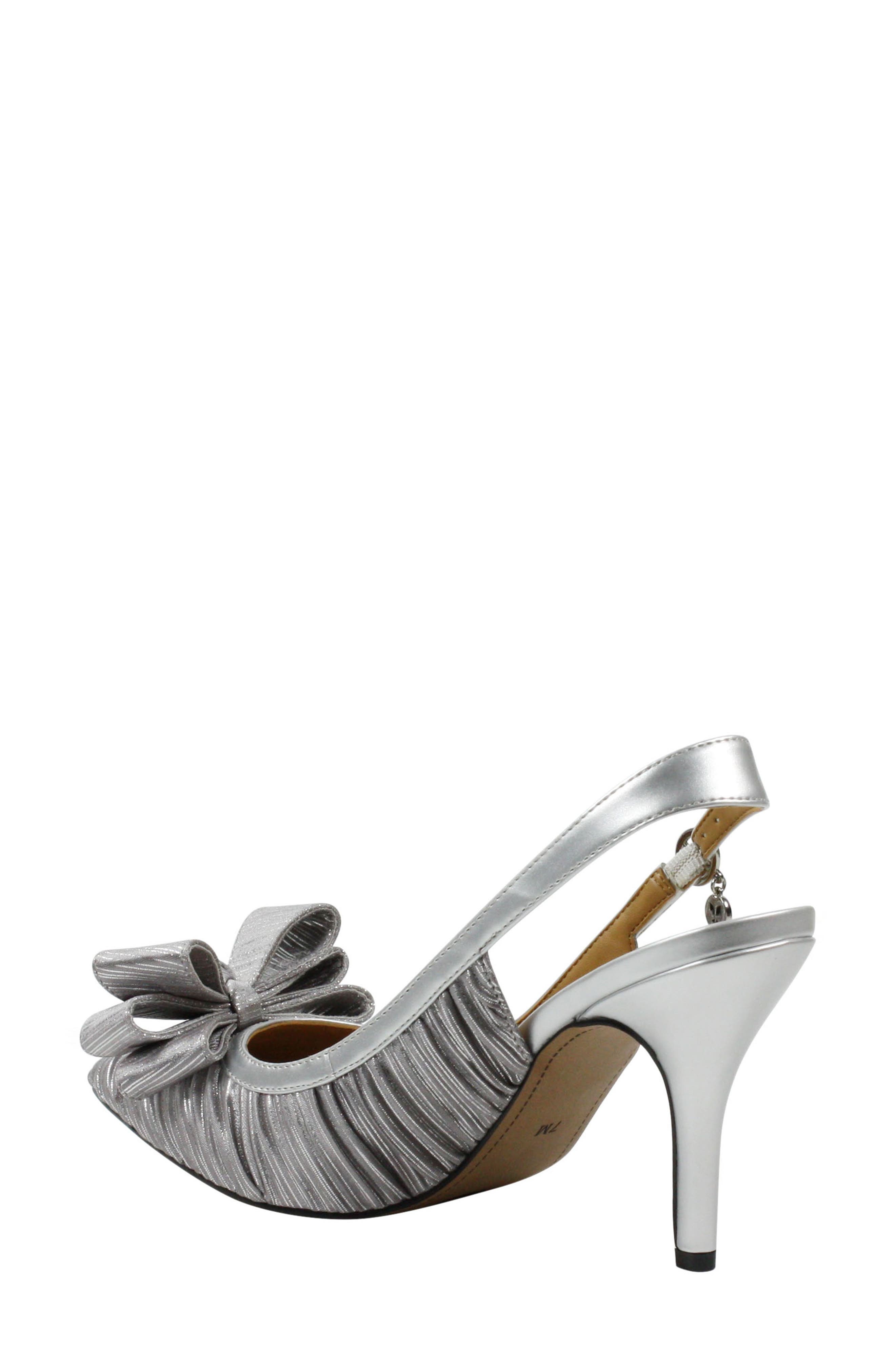 Charise Bow Pointed Toe Slingback Pump, Alternate, color, SILVER FABRIC