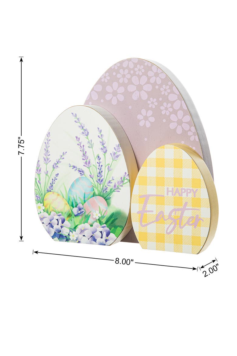 7.75"H Easter Wooden Eggs Table Decor, Alternate, color, Purple