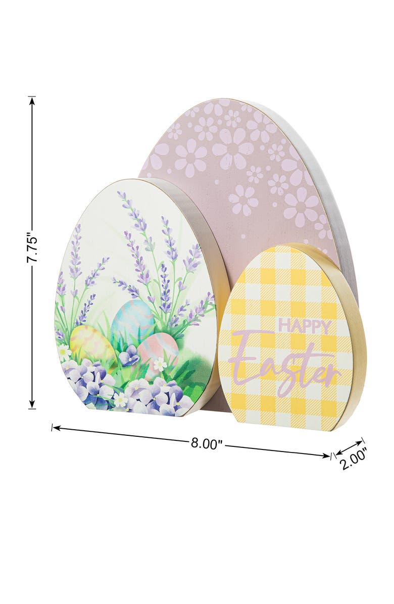 Glitzhome 7.75"H Easter Wooden Eggs Table Decor, Alternate, color, Purple