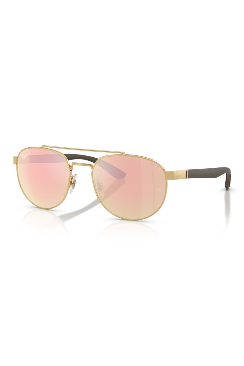 56mm Polarized Irregular Sunglasses, Alternate, color, ARISTA / ORANGE MIR PINK POLAR