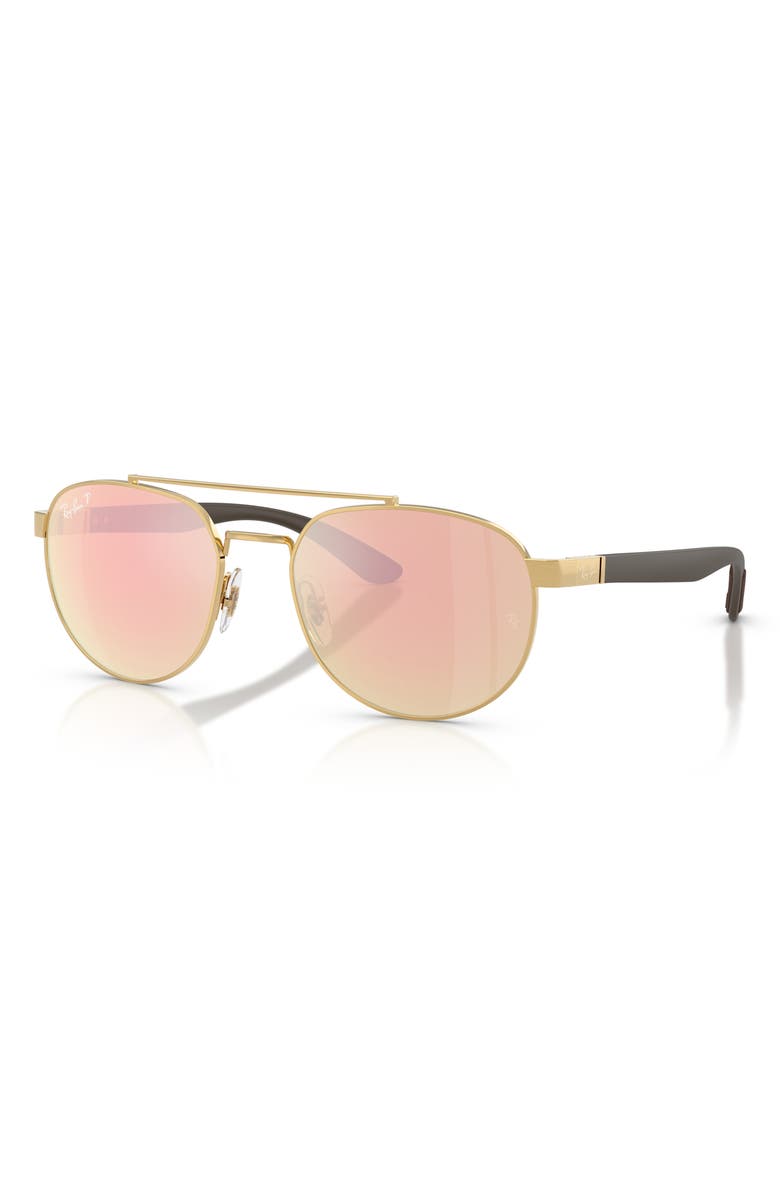 Ray-Ban 56mm Polarized Irregular Sunglasses, Alternate, color, Arista / Orange Mir Pink Polar