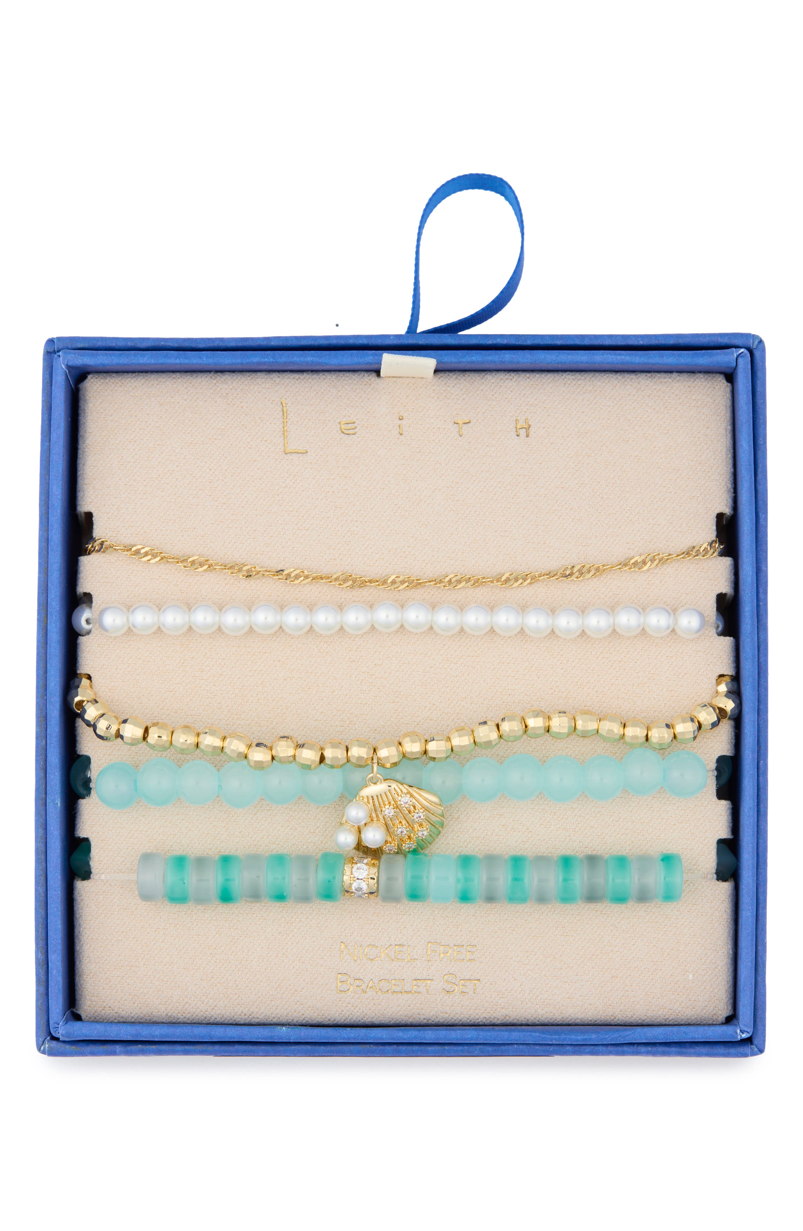 Leith 5-Pack Beaded Shell Bracelet Set