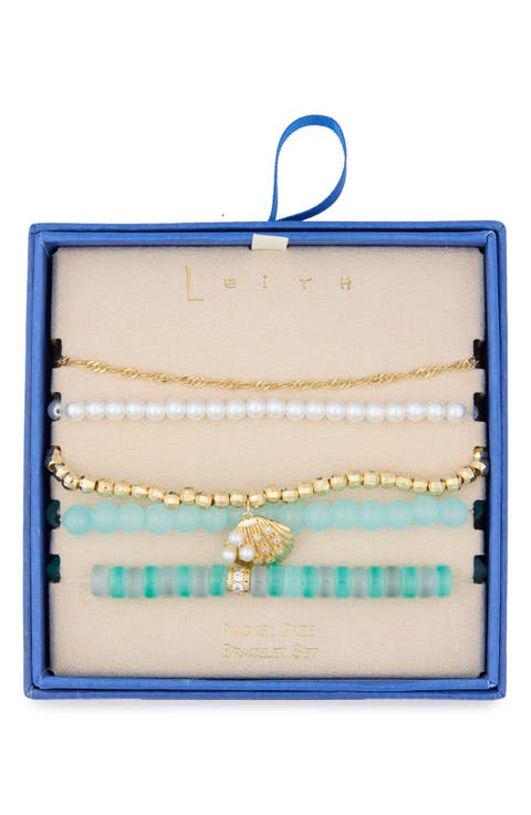 5-Pack Beaded Shell Bracelet Set