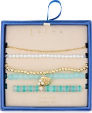 Leith 5-Pack Beaded Shell Bracelet Set
