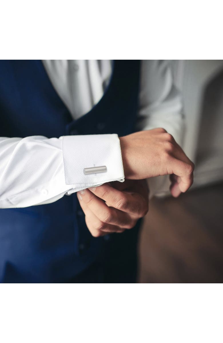 Link Up Silver Tone Bar Cufflinks, Alternate, color, Silver