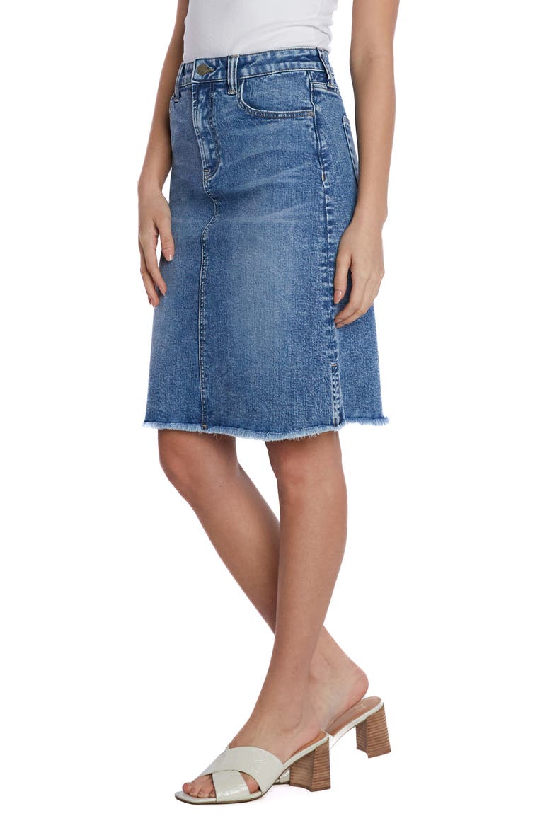 Fray Hem Denim Skirt, Alternate, color, DENIM DREAM
