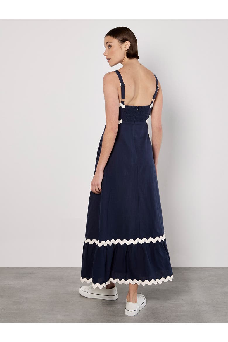 Rick Rack Trim Trapeze Midaxi Dress, Alternate, color, Navy
