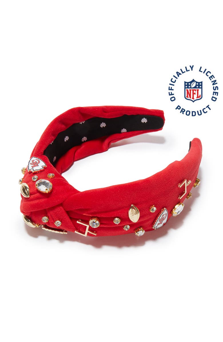 Lele Sadoughi Kansas City Chiefs Embellished Knotted Headband, Main, color, Chiefs Red 600