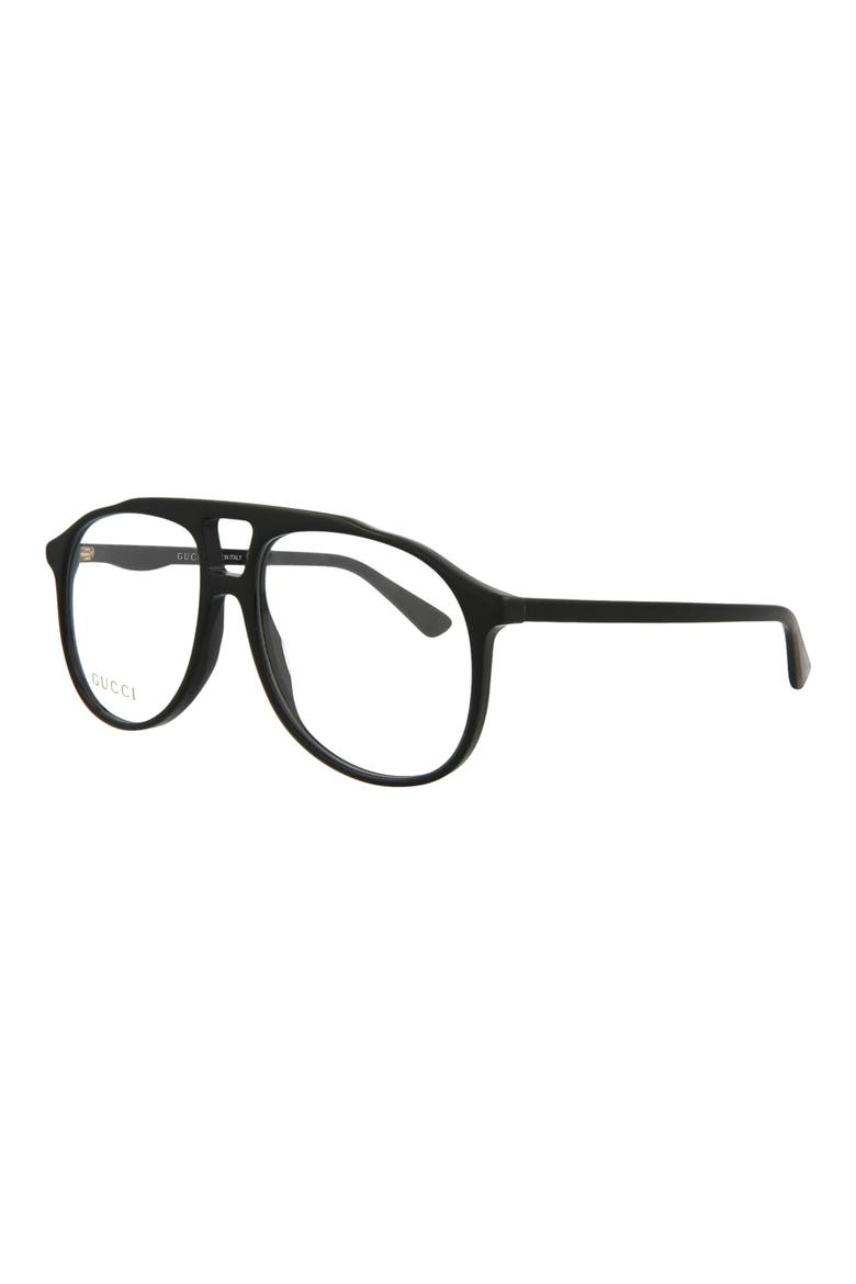 57mm Aviator Core Optical Frames, Alternate, color, BLACK BLACK TRANSPARENT