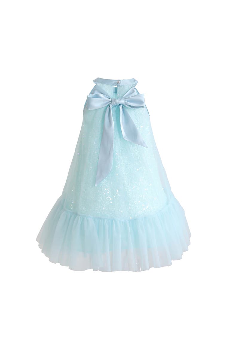 Amelisse Sequin Back Bow Dress, Alternate, color, Blue