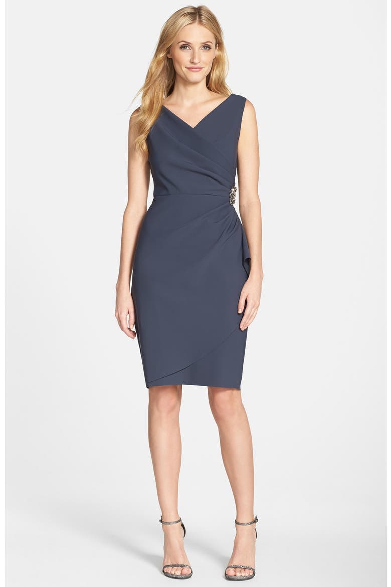 Contour Collection Side Ruched Cocktail Dress, Alternate, color, CHARCOAL