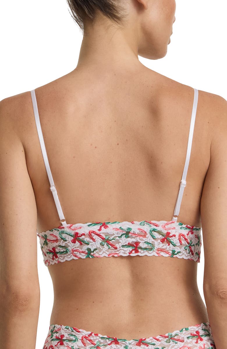 Hanky Panky Padded Lace Bralette, Alternate, color, Candy Cane Delight White