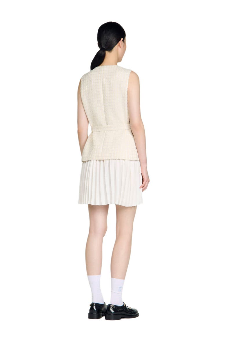 Two-material short dress, Alternate, color, Ecru