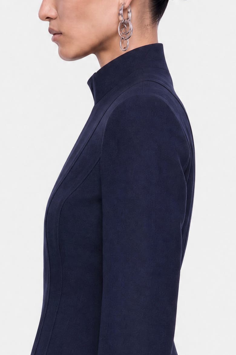 Double Breasted Stand Collar Jacket, Alternate, color, Navy