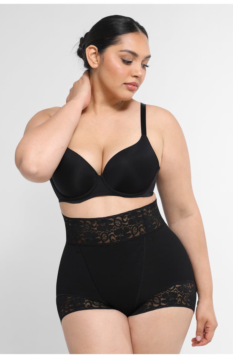 Shapellx Mid-Rise Butt-Lifting Shaper Panty, Alternate, color, Jet Black