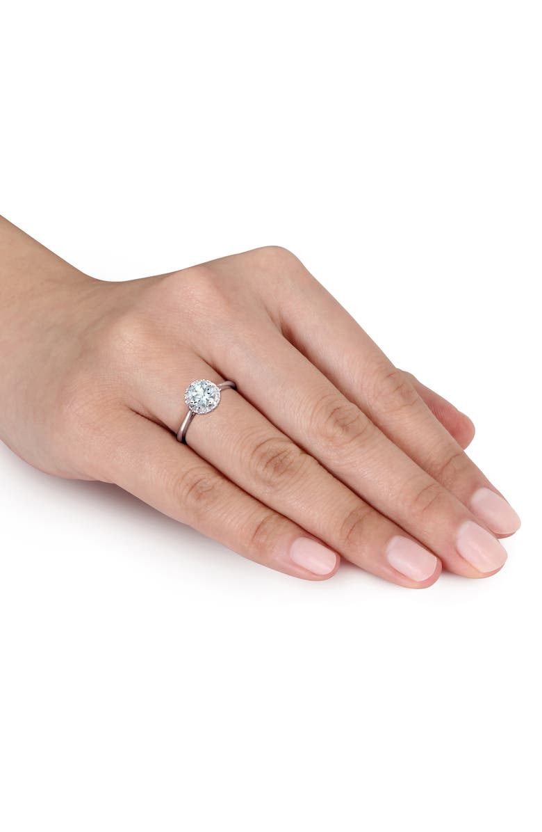 Julianna B. Gemstone & Diamond Halo Ring, Alternate, color, Aquamarine