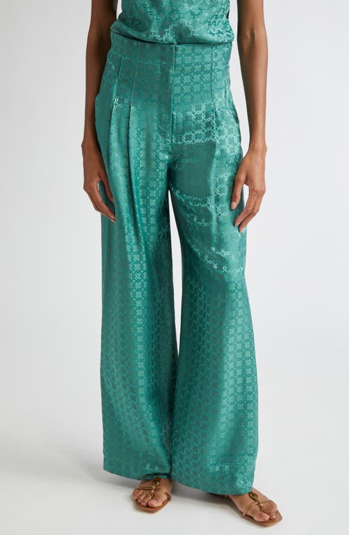 Veronica Beard Colter Geo Print Wide Leg Pants In Green