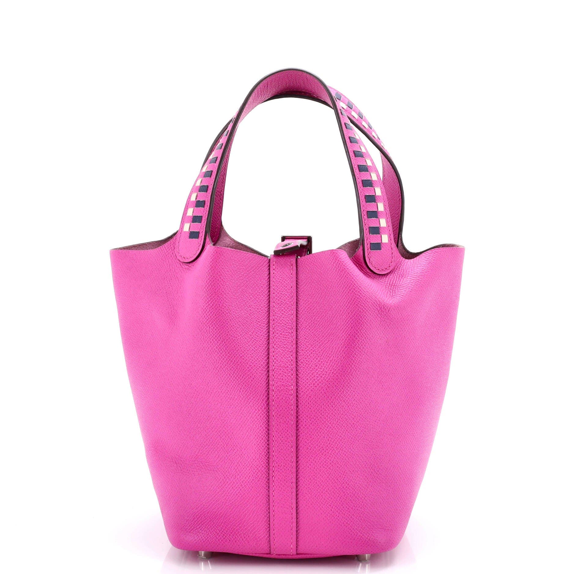 Pre-Owned Hermes Picotin Lock Bag Tressage Epsom PM, Main, color, Magnolia/Bleu Saphir/Craie