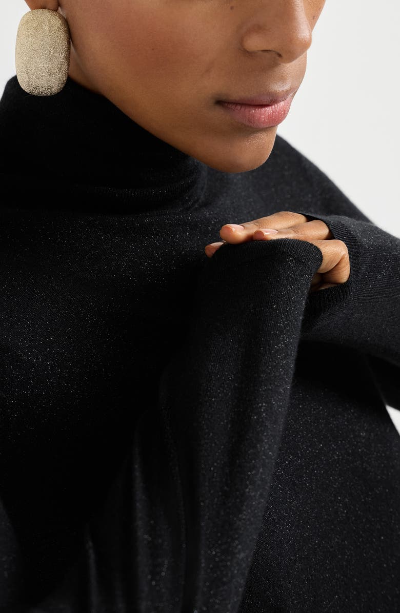 Brunello Cucinelli Cashmere and silk Sparkling sweater, Alternate, color, Black