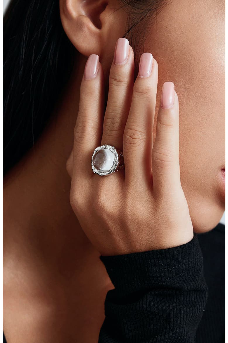 Whispers Ring, Alternate, color, Silver & Crystal Clear