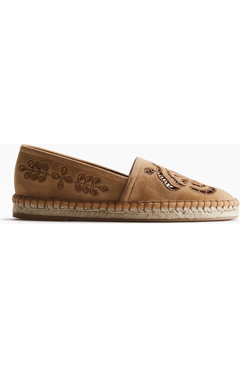 H&M Broderie Anglaise Suede Espadrilles, Main, color, Dark Beige