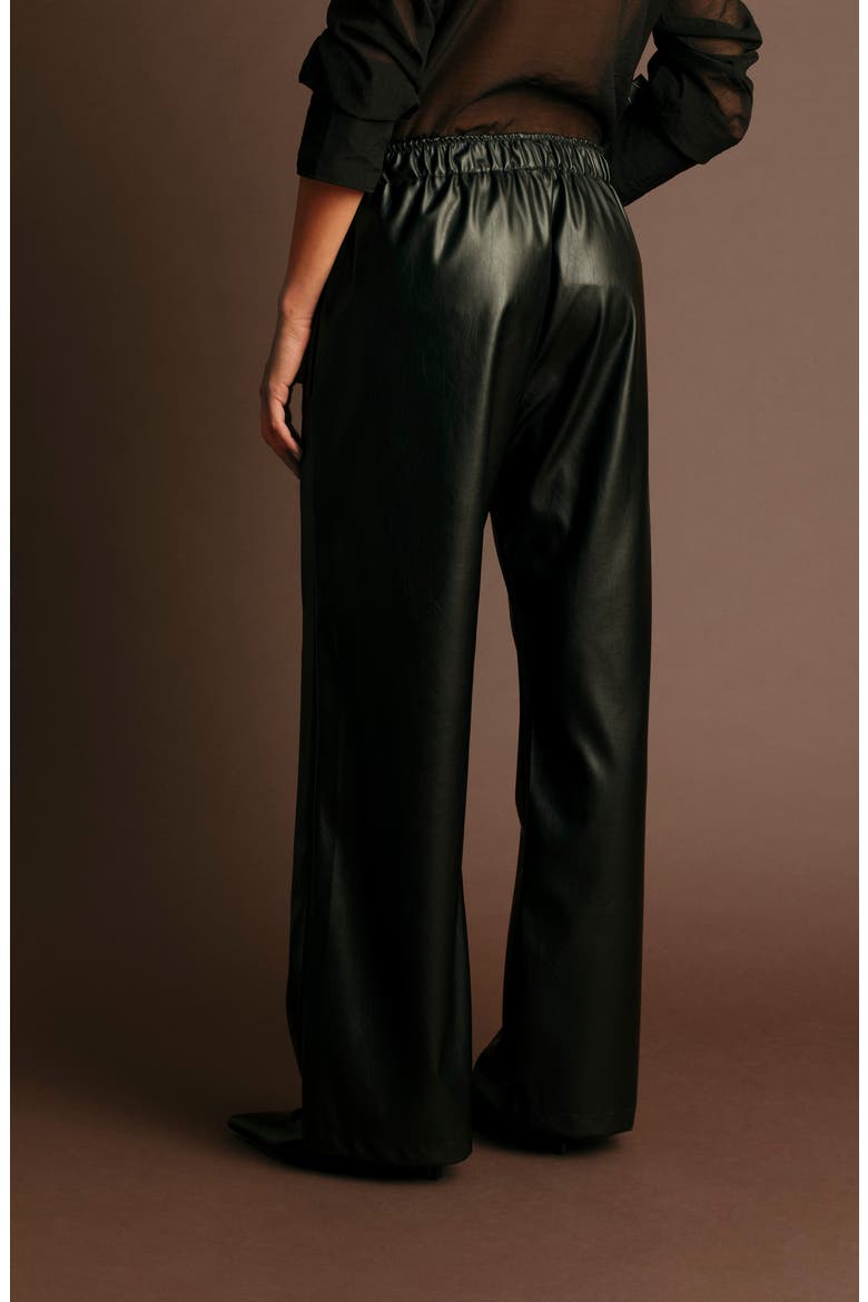 Dante Wide Leg Faux Leather Pants, Alternate, color, BLACK