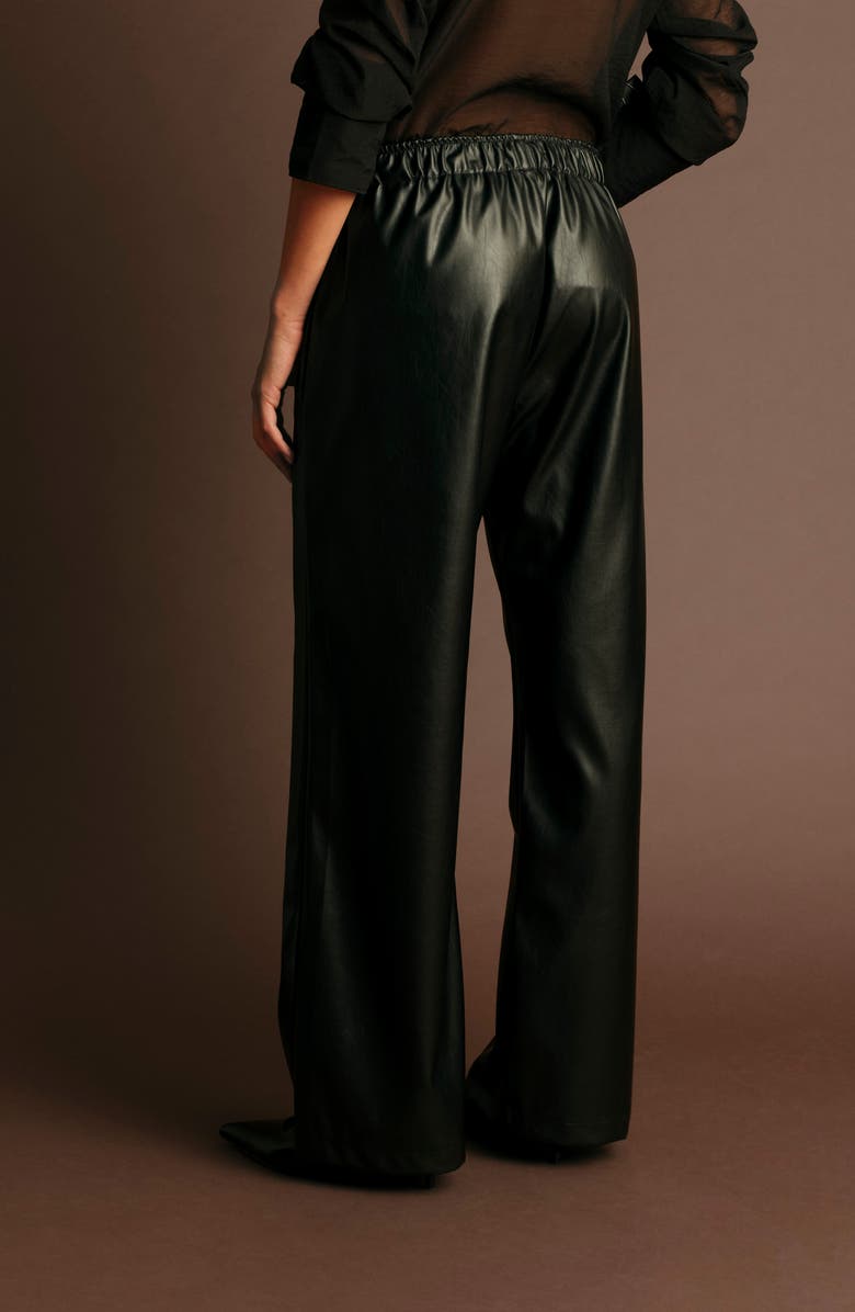 DELUC Dante Wide Leg Faux Leather Pants, Alternate, color, Black
