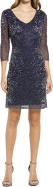 Pisarro Nights Beaded V-Neck Cocktail Dress