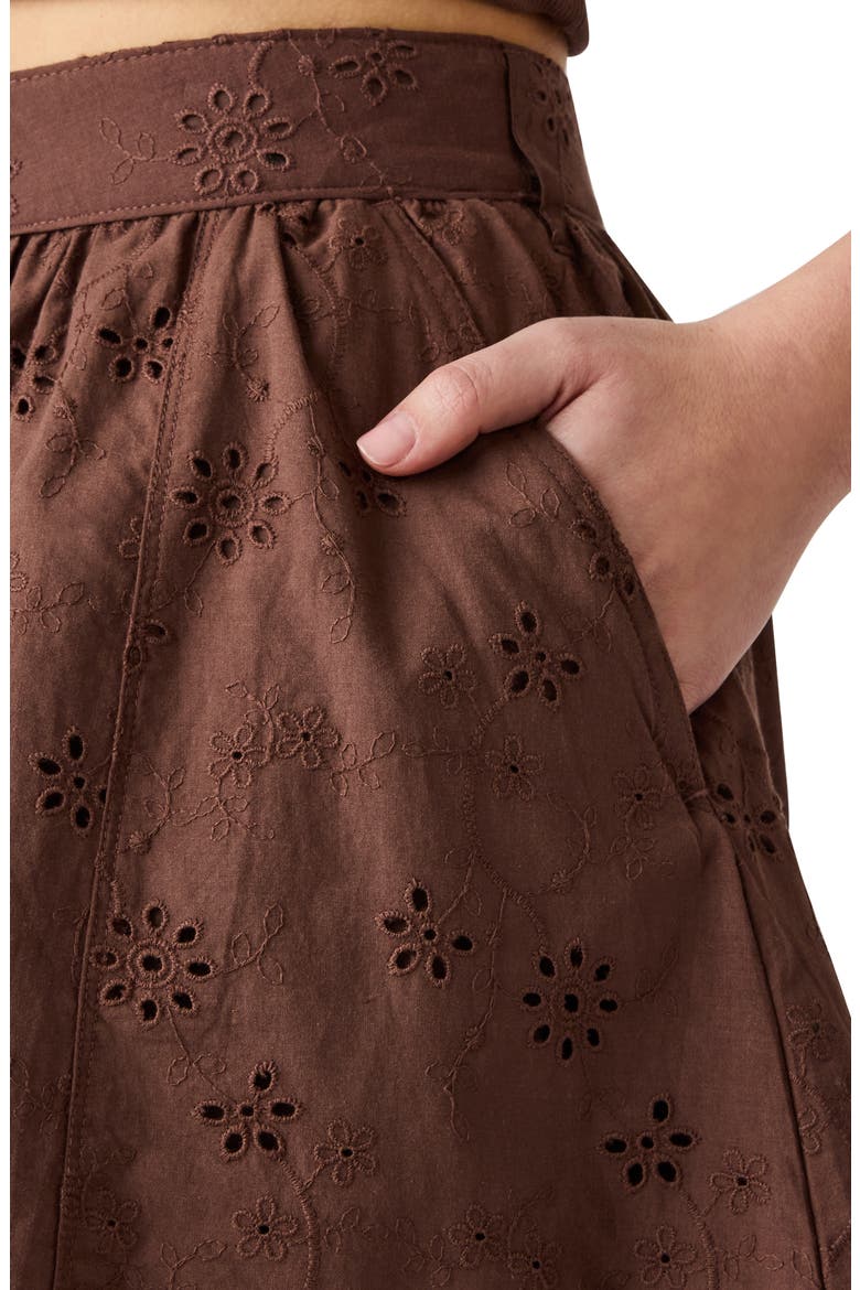 Vanny Floral Eyelet Cotton Miniskirt, Alternate, color, WALNUT