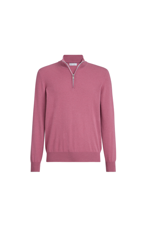 Cashmere sweater with half zip