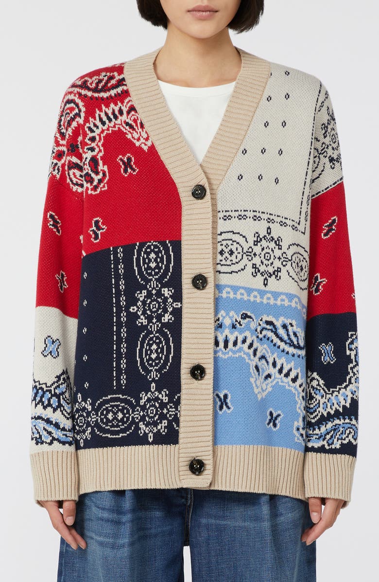 Weekend Max Mara Baobab Mixed Print Cotton Cardigan, Main, color, 