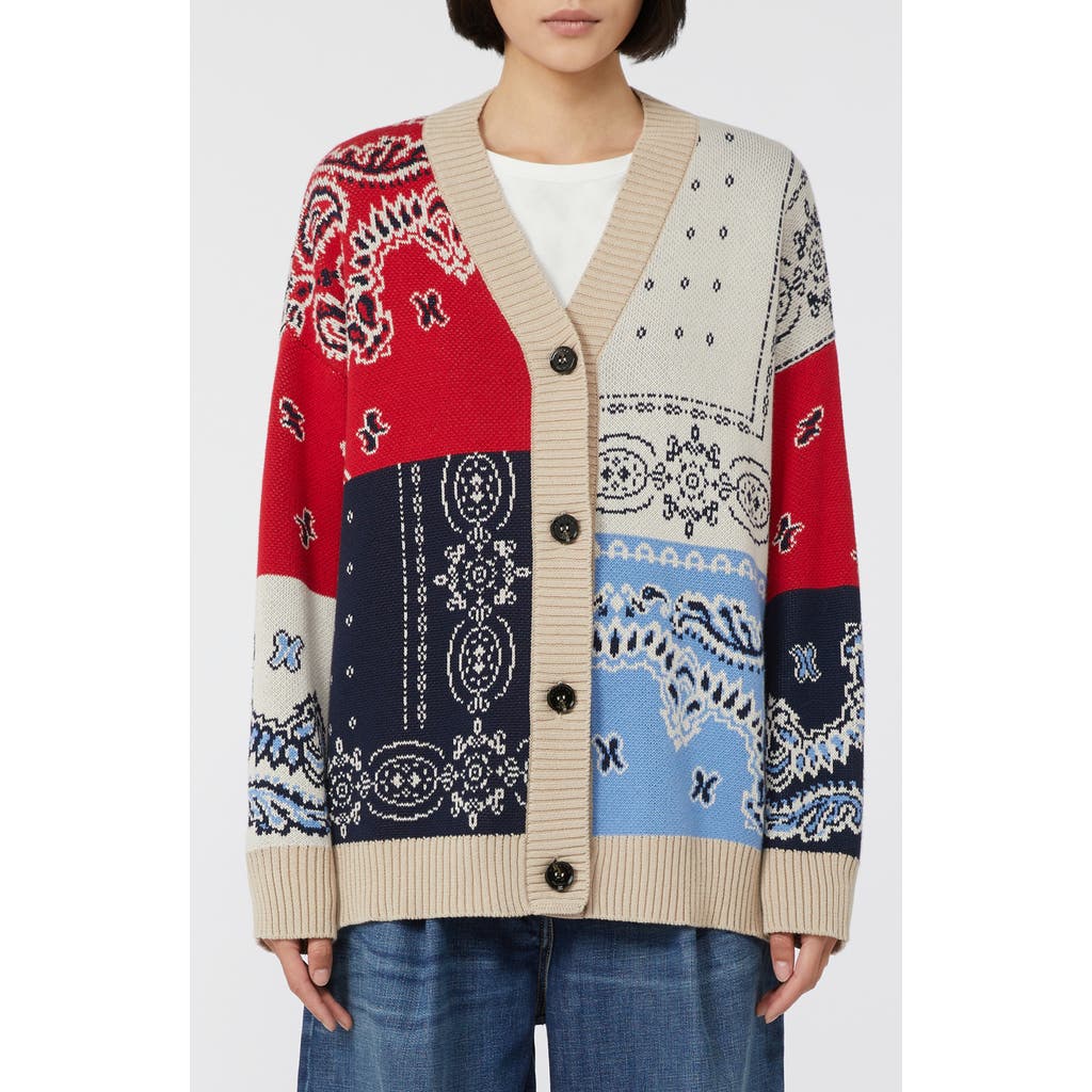 Weekend Max Mara Baobab Mixed Print Cotton Cardigan In Multi