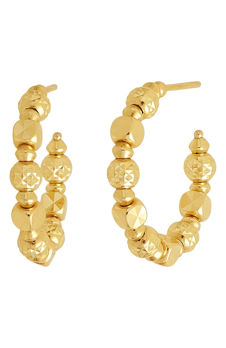 Bony Levy 14K Gold Sculpted Bead Hoop Earrings, Main, color, 