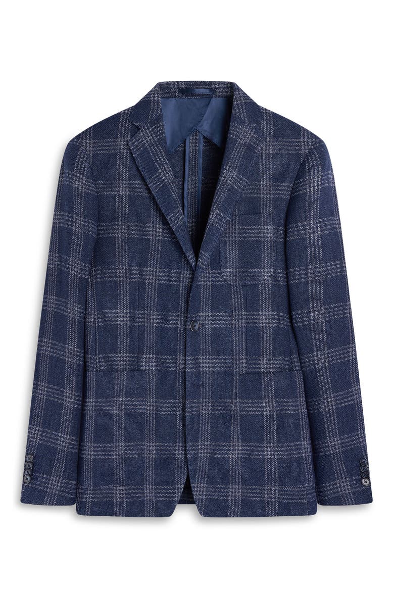 Windowpane Check Cotton & Linen Blend Blazer, Alternate, color, NAVY