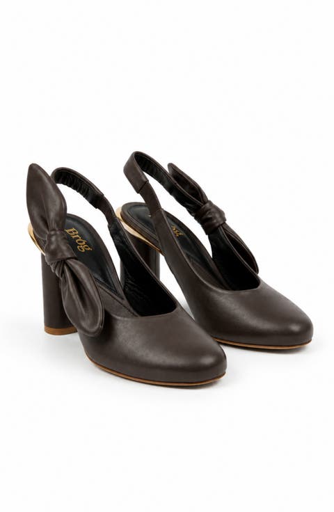 Una Slingback Pump Column Heel Cocoa Brown
