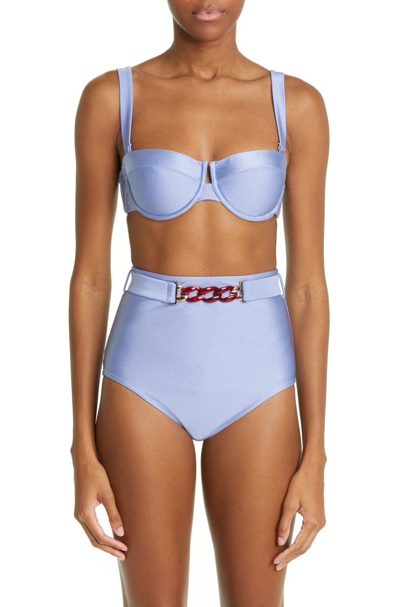 Zimmermann Cira Chain Detail High Waist Bikini Bottoms, Main, color,