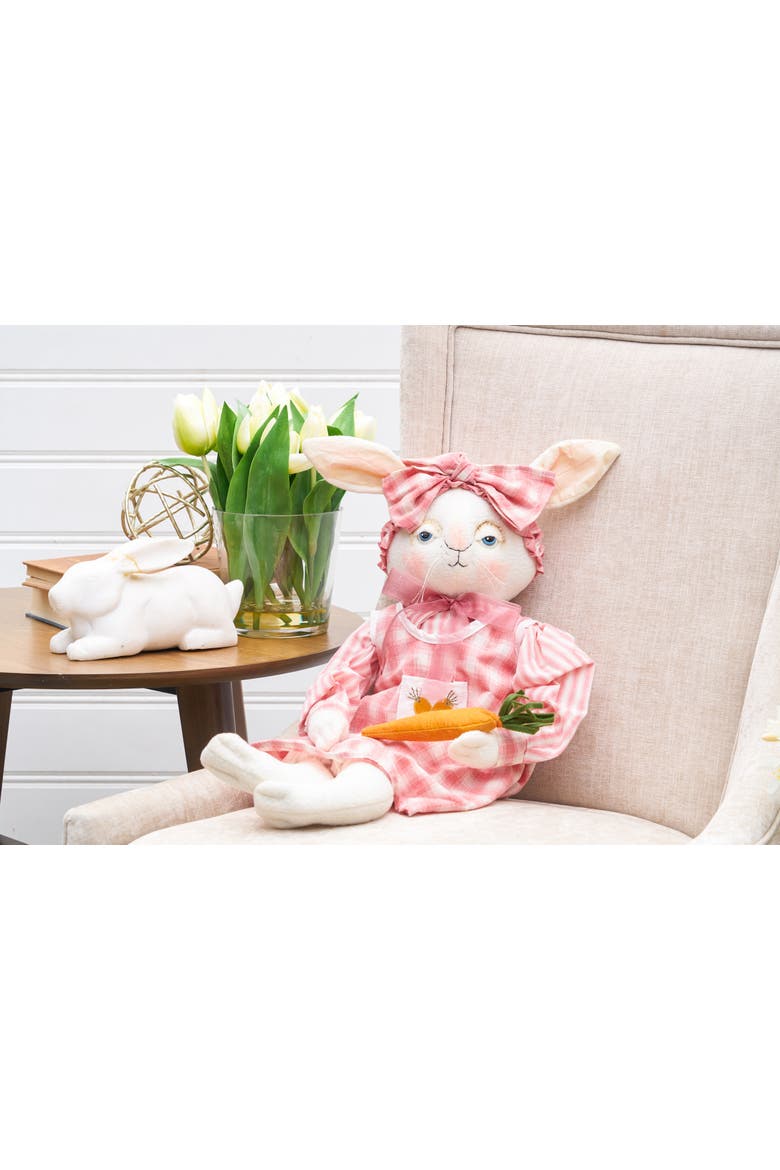 Ally Bunny Easter with Carrot Joe Spencer Gathered Traditions Figurine, Alternate, color, Pink