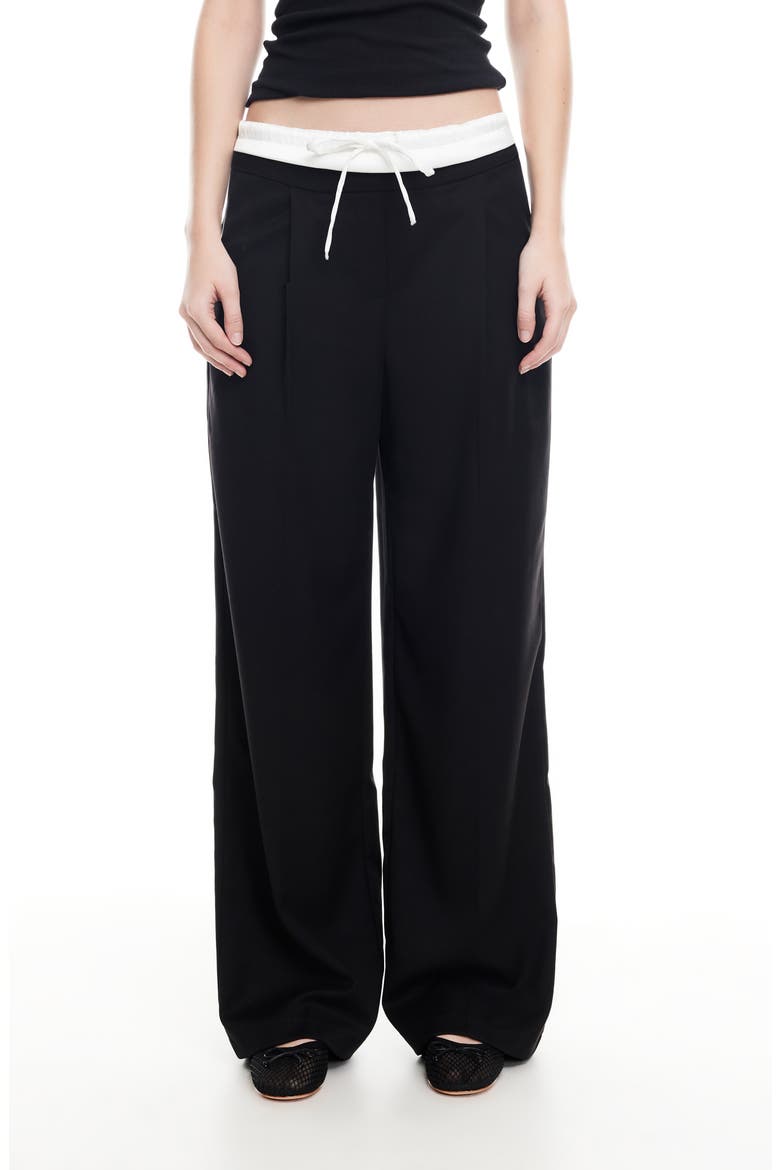 Frankie Pleated Tie Waist Pants, Main, color, ONYX