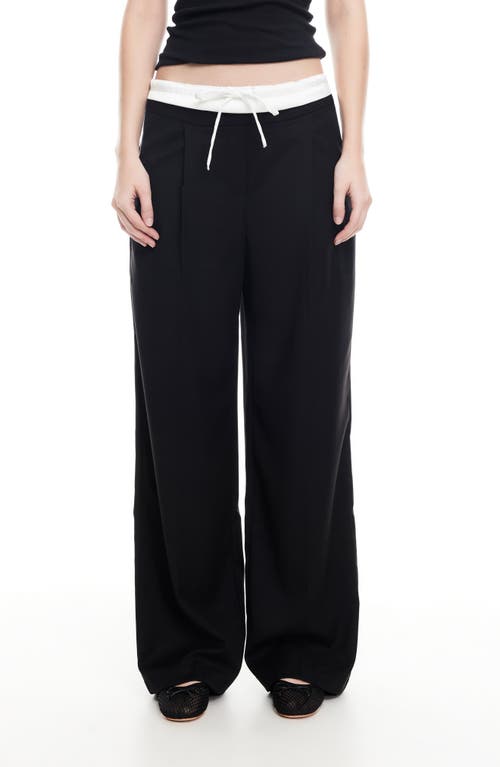 Lioness Frankie Pleated Tie Waist Pants In Black