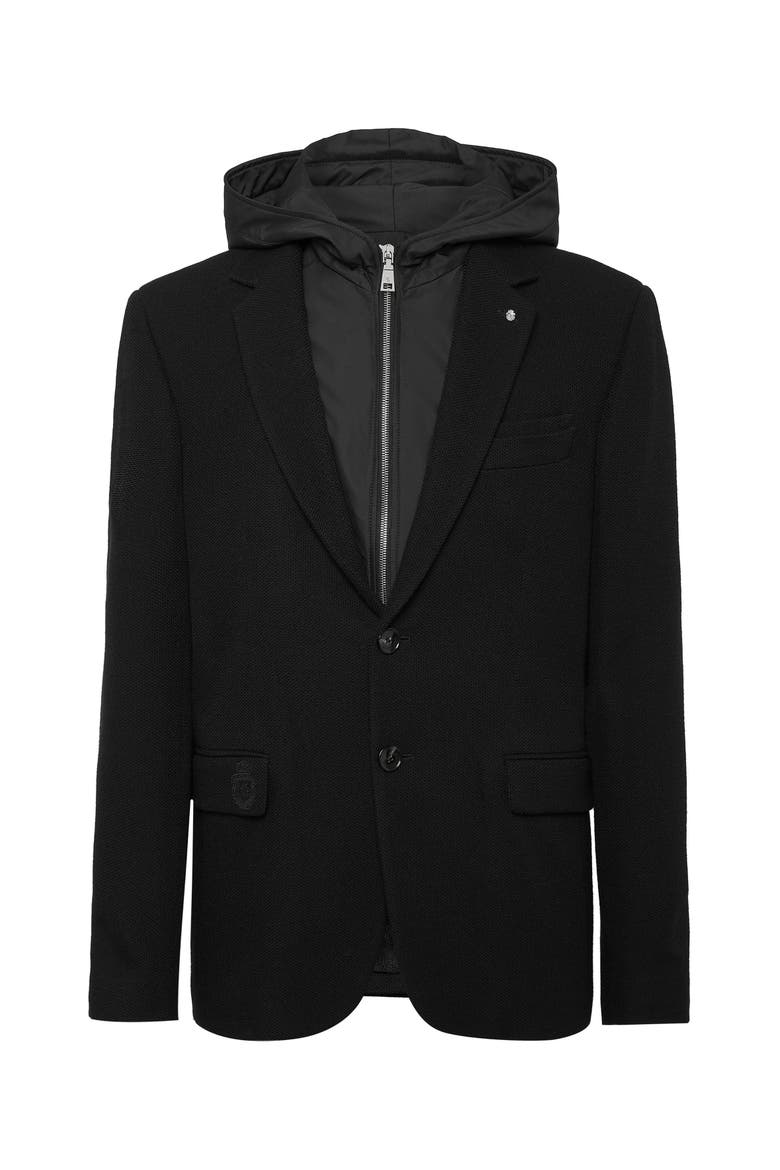 Blazer Jacket With Hoodie Men, Main, color, black