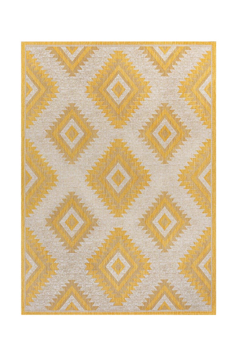 Lior Geometric Moroccan Diamond Indoor/Outdoor Area Rug, Alternate, color, Yellow/Cream