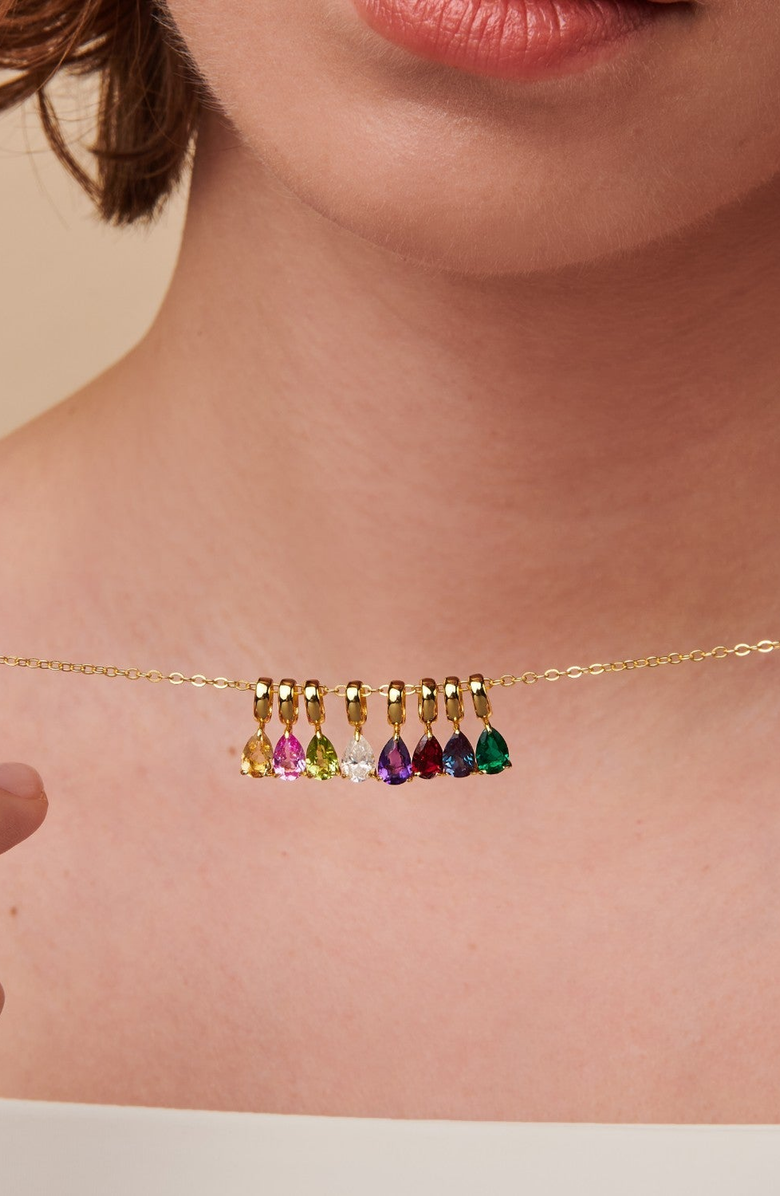 Little Sky Stone Birthstone Teardrop Necklace, Alternate, color, Moonstone/June