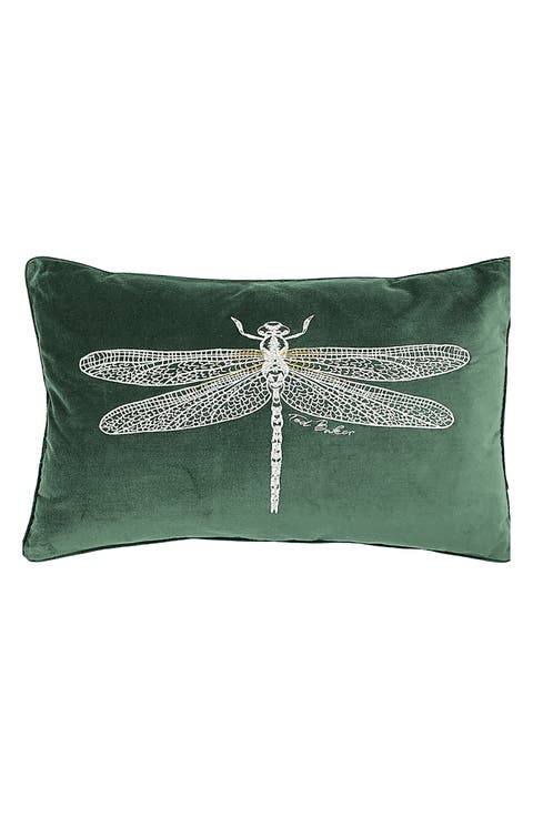 Dragonfly Cotton Velvet Accent Pillow